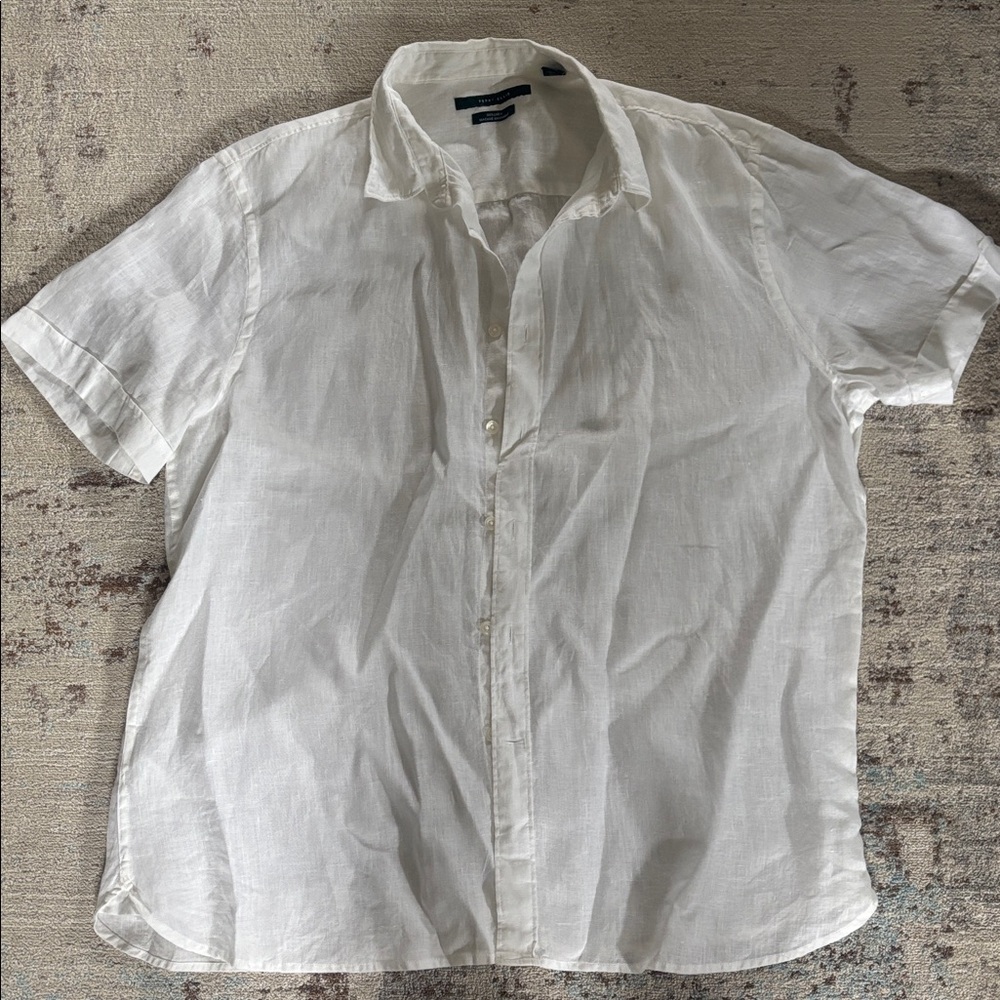 Perry Ellis Men’s White Linen Short Sleeve Shirt XL